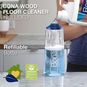 Mop-ul pentru parchet lăcuit Bona CA201010013 cu detergent inclus 850ml elimină 99% din bacterii și curăță rapid fără găleată tradițională.

Caracteristici produs:
• Rezerva reîncărcabilă cu click pentru asamblare instantanee
• Lavetă din microfibre brevetată cu capacitate de absorbție sporită
• Mâner ergonomic din spumă care reduce oboseala la curățare
• Talpă cu colțuri flexibile protejează mobilierul de zgârieturi
• Formula pH neutru se usucă în 2-3 minute fără reziduuri

Vezi fisa tehnica: Bona Premium Spray Mop