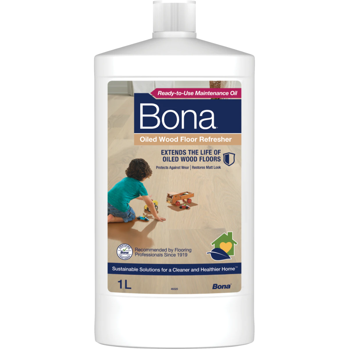Bona Oiled Wood Floor Refresher îți restaurează pardoselile din lemn uleiate în doar 1-2 ore, fără mașini de lustruire. Aplicare simplă cu tampon.

Caracteristici produs:
• Formula cu ulei de in natural care pătrunde în fibra lemnului
• Randament economic: acoperă până la 60 m² per litru
• Se usucă rapid: 20-40 minute la atingere, 1-2 ore pentru mers
• Menține aspectul mat natural fără film plastic vizibil
• Compatibil doar cu lemn uleit, nu funcționează pe suprafețe cu ceară