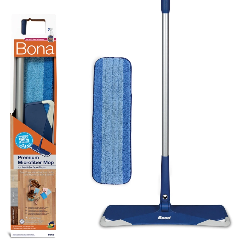 Mop premium cu microfibre Bona pentru pardoseală oferă curățare eficientă a lemnului și parchetului cu fibre ultra-absorbante de 40 cm, captând praful fin fără zgârieturi.

Caracteristici produs:
• Tehnologie electrostatică care atrage părul de animale și particulele microscopice
• Compatibil cu curățarea uscată și umedă pentru flexibilitate maximă
• Rezistă la peste 300 de cicluri de spălare cu menținerea proprietăților
• Sistem de fixare rapidă cu clips pentru schimbarea ușoară
• Ergonomic și ușor de manevrat în jurul mobilierului și colțuri

Vezi fisa tehnica: Bona Premium Microfiber Floor MopBona Premium Microfiber Floor Mop