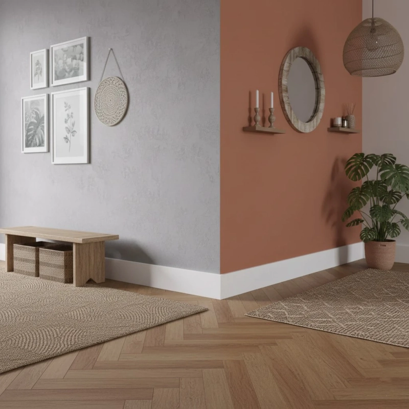 Plinta din polimer dur albă Polimer Rubin 100, 100x12x2200 mm, cu profil plat minimalist pentru finisarea modernă a joncțiunii pardoseală-perete, rezistentă la umiditate.

Caracteristici produs:
• Rezistentă la umiditate și impact, potrivită pentru bucătării și băi
• Profil subțire de 12 mm care se lipește discret de perete
• Suprafață netedă care nu atrage praful și se curăță cu laveta umedă
• Permite mascarea cablurilor subțiri pentru un aspect ordonat
• Construcție din polimer dur care nu se deformează la variații de temperatură