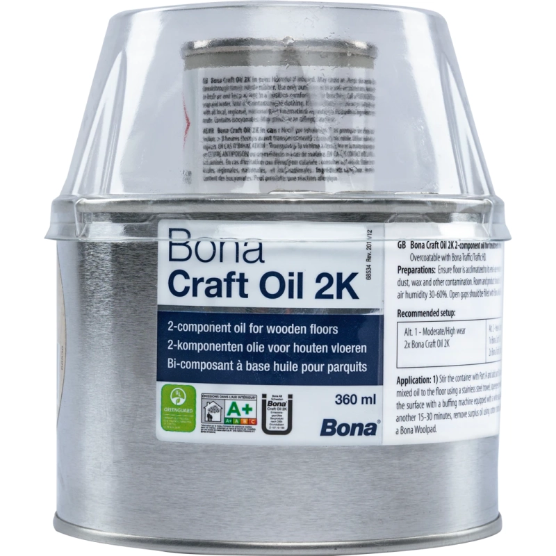 Uleiul Bona Craft 2K frost protejează parchetul cu formula bicomponent avansată, asigurând uscare rapidă în 8 ore și rezistență la pete și apă pentru trafic domestic.

Caracteristici produs:
• Compatibil cu esențe problematice precum stejarul afumat și fagul aburit
• Timp de lucru extins de 6-8 ore pentru aplicare fără stres
• Nuanță frost care evidențiază venele naturale ale lemnului
• Consum economic de aproximativ 30 m² pe litru
• Conform standardului EN 71-3 pentru siguranța copiilor

Fișă tehnică: Bona Craft Oil 2k