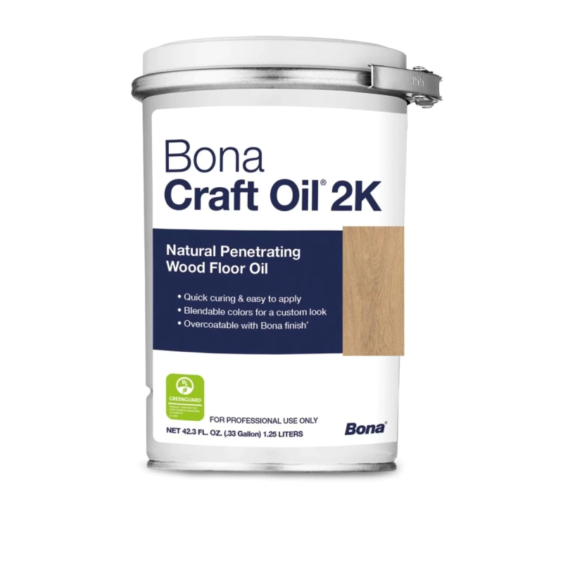 Uleiul pentru parchet gri pal Bona Craft Oil 2K oferă protecție avansată la pătare și apă cu uscare rapidă în 8 ore, fiind formulat cu uleiuri vegetale modificate pentru rezultate profesionale.

Caracteristici produs:
• Formula bicomponentă cu proporție 9:1 pentru aderență optimă
• Compatible cu lemn problematic (cireș, nuc, stejar afumat)
• Aplicare flexibilă cu rolă, aplicator sau șpaclu din oțel
• Consum economic de aproximativ 30 m²/litru
• Certificat EN 71-3 pentru siguranță în camerele copiilor

Fisa tehnica: Bona Craft Oil 2k